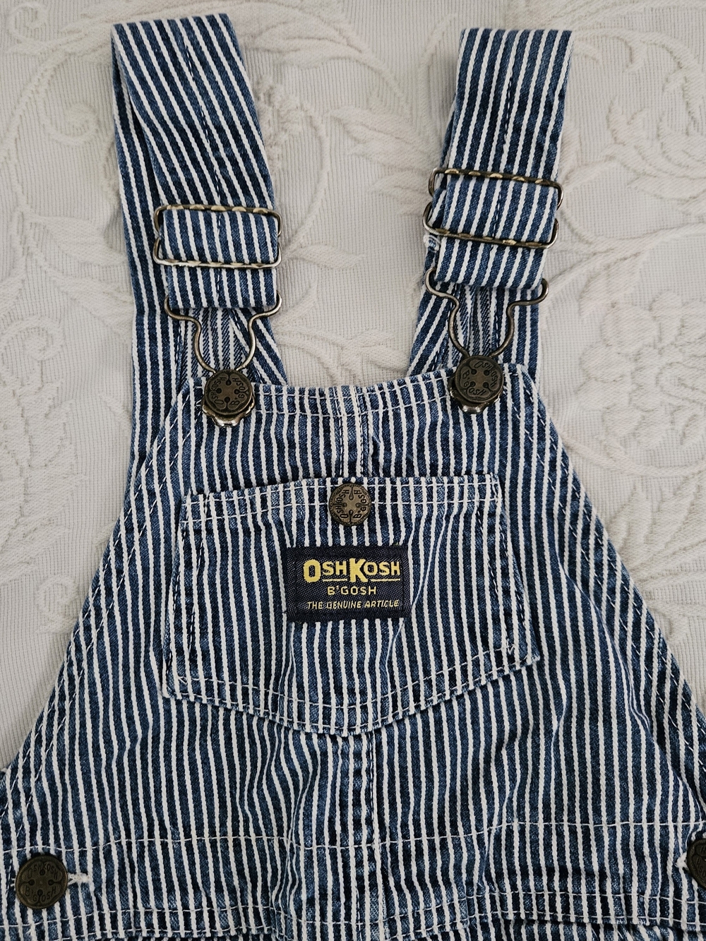 OshKosh B'gosh Blue & White Striped Kids Overalls - Picture 2 of 9